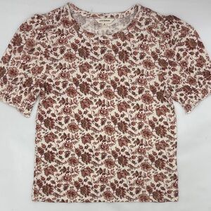Lucky Brand Smocked Shoulder Pointelle Floral Top